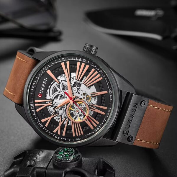 1731692891829920CAFE20CLARO.jpg Reloj Curren 8299 Hombre Cuero Automatico